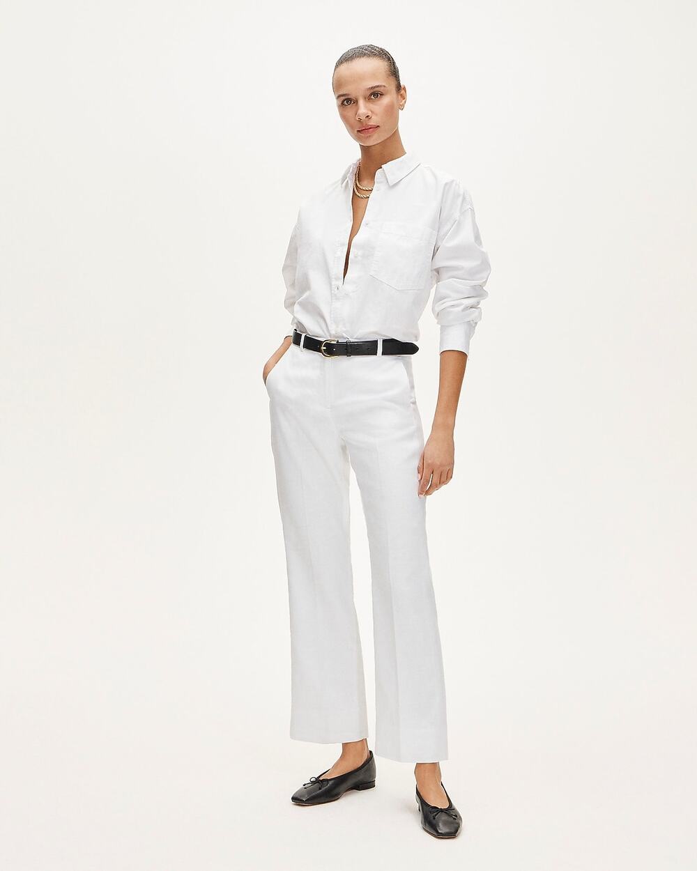 J.Crew Kaya Stretch Linen Blend White Minimalist Old Money Pant 8